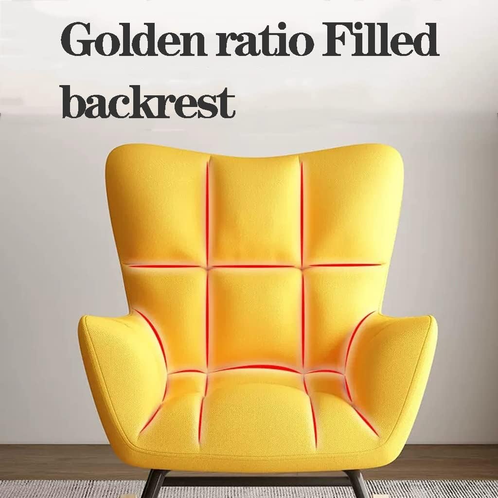 LSLYTQ Single Rocking Chair Patchwork Fabric Leisure Chair High Back Padded Living Room