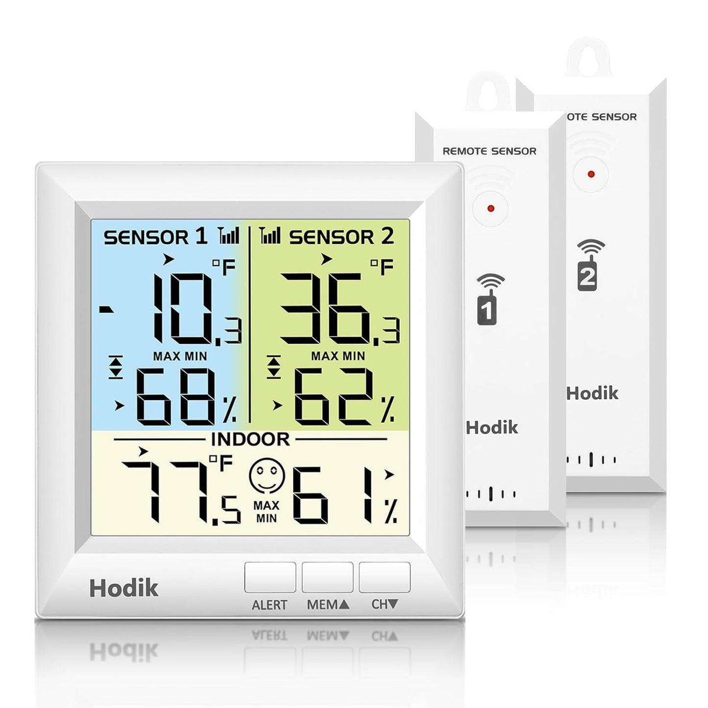 Digital wireless Thermometer, Fridge Freezer Alarm Thermometer Digital with 3 Adjustable Backlight and 330FT Remote Range for Kitchen Home Restaurant
