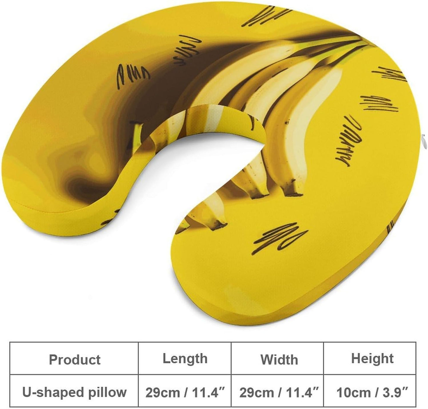 Yellow Banana Neck Pillow Memory Foam U Shaped Pillows Portable Pillows for Shoulder Travel Head Support Pillow with Concealed Zipper for Airplane Car Home Office