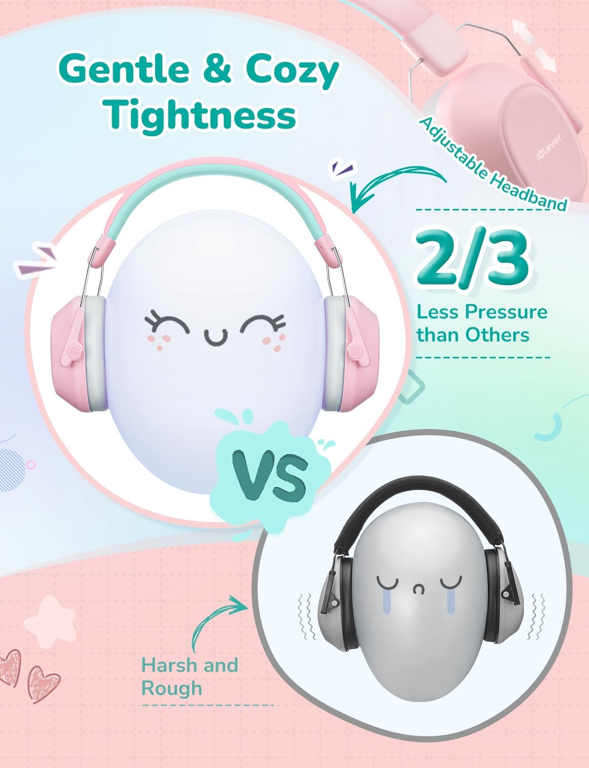 iClever Noise Cancelling Headphones for Kids Adults, SNR 29dB Safety Noise Reduction Ear Muffs for Autism Sensory &Concentration Aid, Ear Hearing Protection for Fireworks/Event/Monster Truck/Concert
