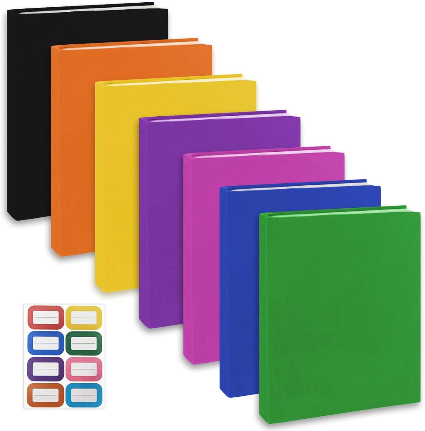 KICNIC Colored Book Covers 7 Pack, 6x9 Inch Stretchable Book Sox Suitable for Most Hardcover Books, Up to 8.5 Inch x 9.5 Inch, Washable, Reusable Textbook Covers with Label Sticker