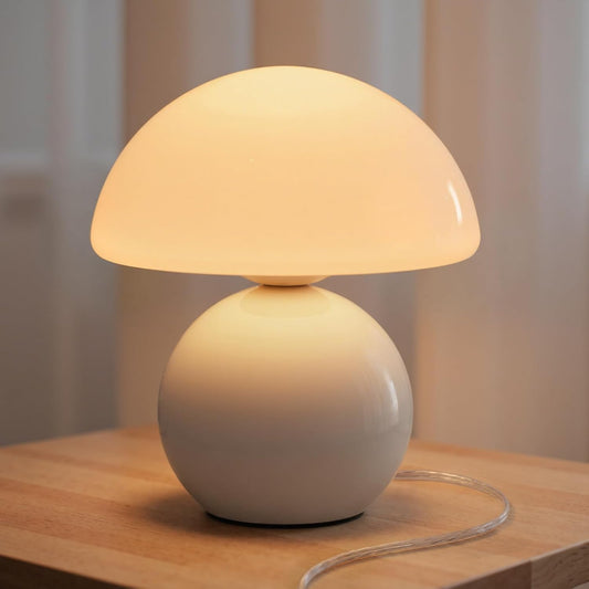 NIORSUN Mushroom Lamp,Table Lamp for Bedroom, 2700k Dimmable Desk Lamps,Small Bedside Table Lamps for Living Room Night Stands, Mushroom Decor Cute Mini Modern Mid Century Lamps(White)