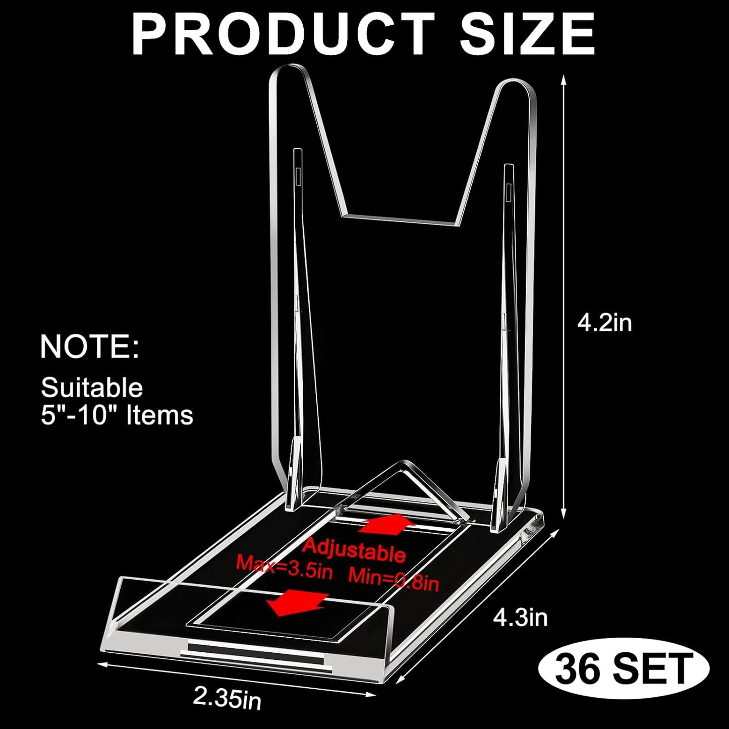 12 Pack Acrylic Book Stand for Display Adjustable Clear Display Holder Easel Collector Stand for Home Office Back to School Comic Album CD Magazine Postcard Artworks (4.2 x 4.3 x 2.35 Inch)
