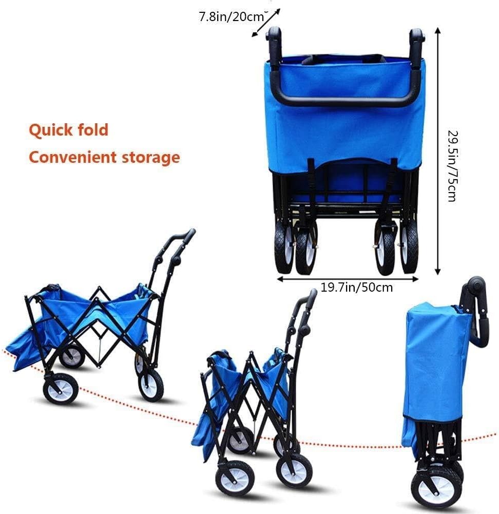 Heavy Duty Foldable Handcart with Canopy, Adjustable Handle & 360° Rotating Wheels – All Terrain Transport Trolley(Type 5)