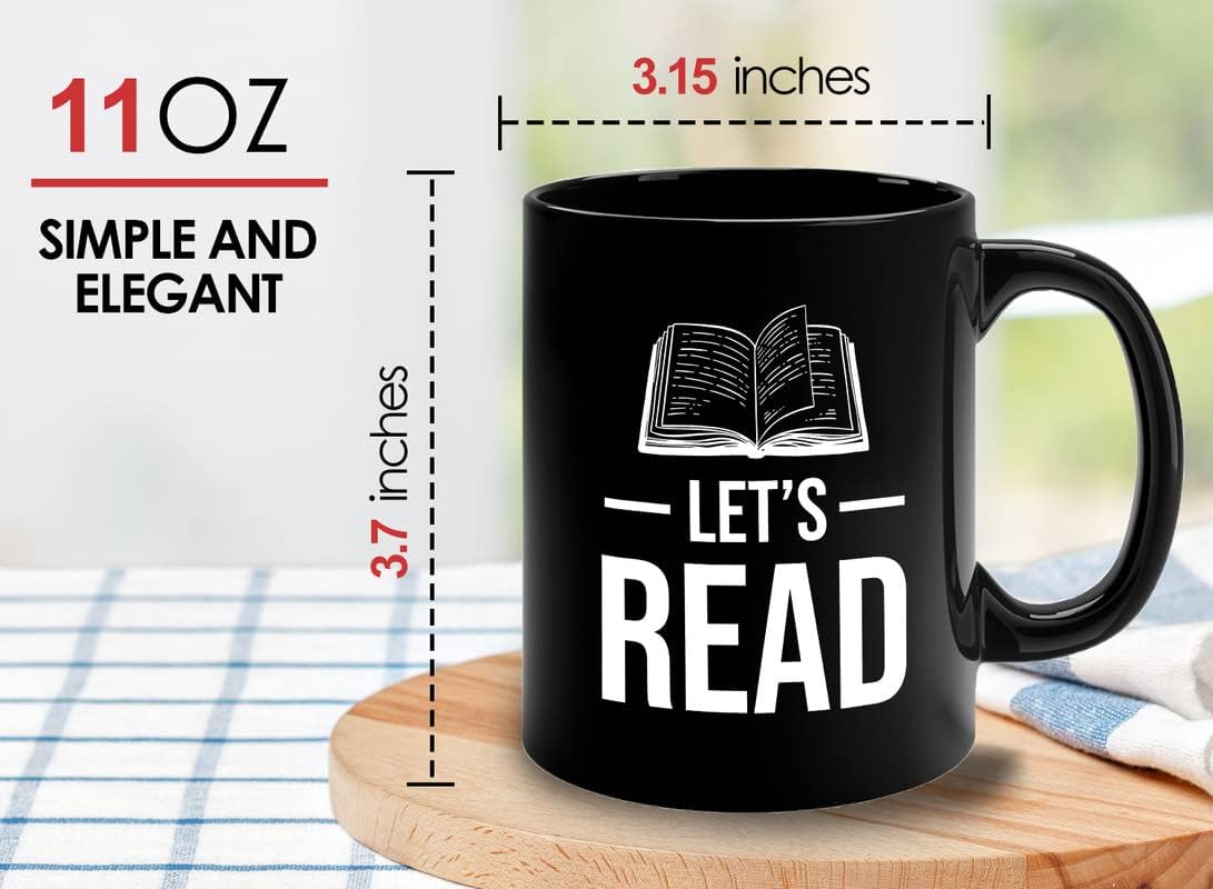 Book Lover Coffee Mug 11oz Black - Let's Read - Ideal Literary Gift for Readers & Bookworms Librarian Book Nerd Gifts