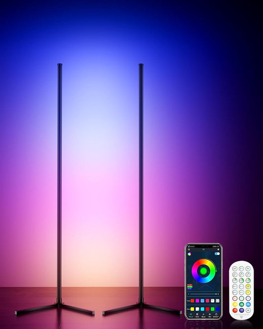 KFM Corner Floor Lamp, 65" Smart RGB LED Corner Lamp with App & Remote Control, 16M Colors,300+ Modes, Music Sync & Timer, Modern Mood Light for Living Room, Gaming Room & Bedroom (2)