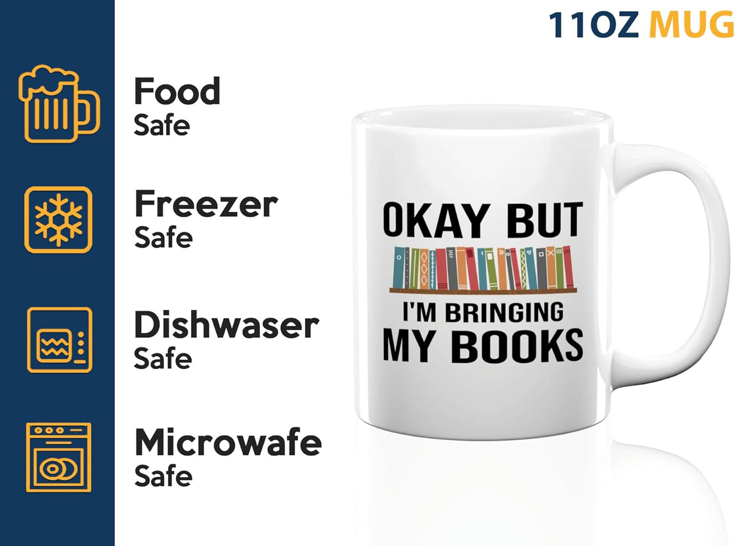 Book Lover Coffee Mug 11oz White -Bringing My Books - Writer Editor Bookish Librarian Bibliophile Bookish Grammar Philosophers