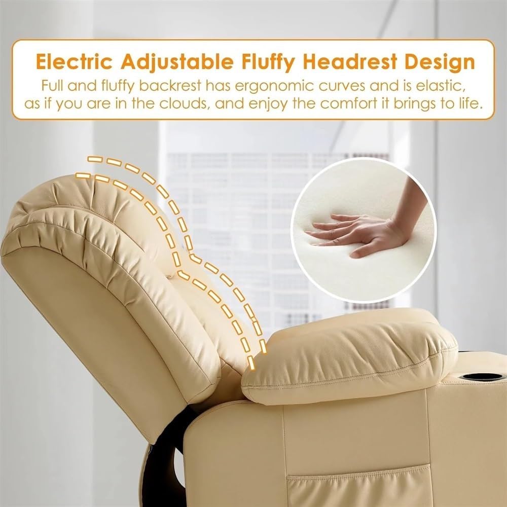 Dual Motor Power Lift Recliner Chair for Elderly with Infinite Position, Massage and Heat, Breathable Leather Electric Reclining Chair, USB Ports & Cup Holders