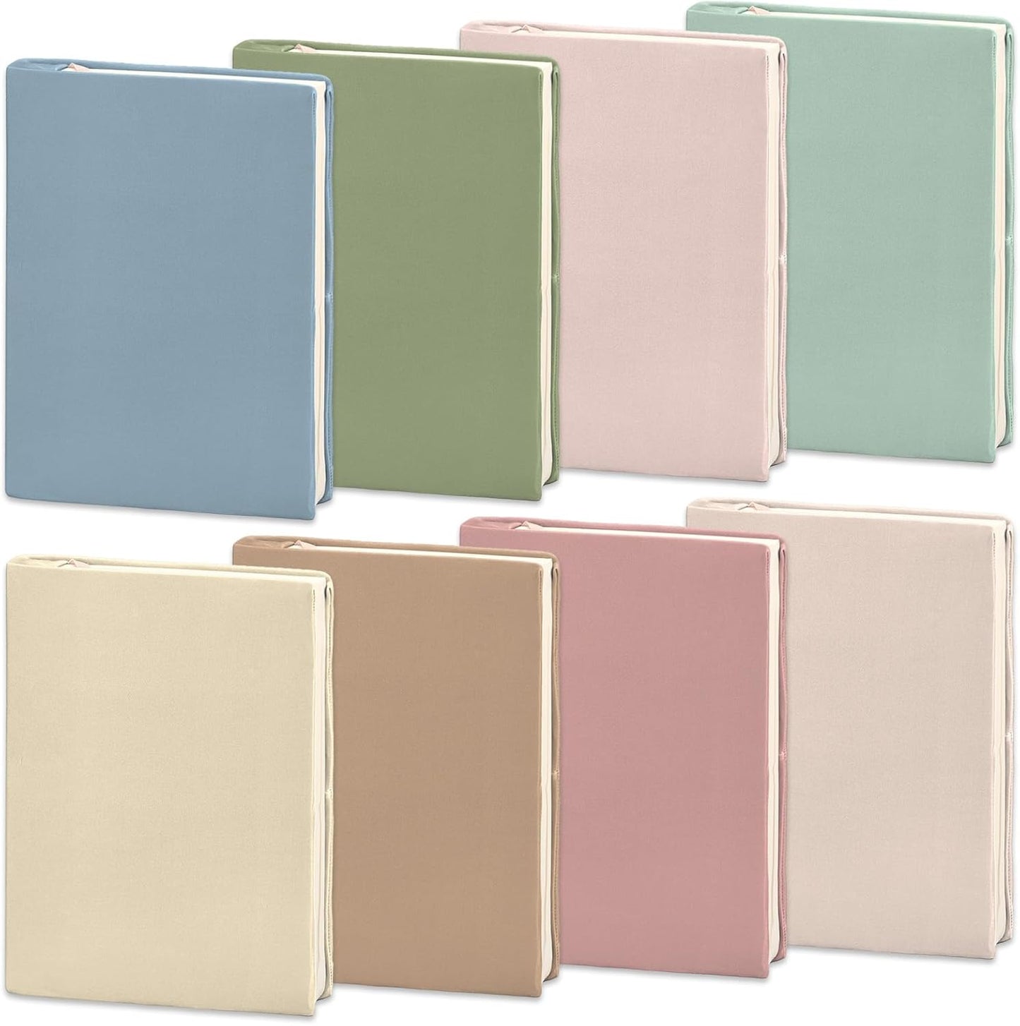 AnyDesign 8 Pcs Stretchable Boho Book Covers 7.3 x 9 in Reusable Fabric Book Cover Neutral Color Washable Protective Sleeve for Most Hardcovers Textbooks Protection