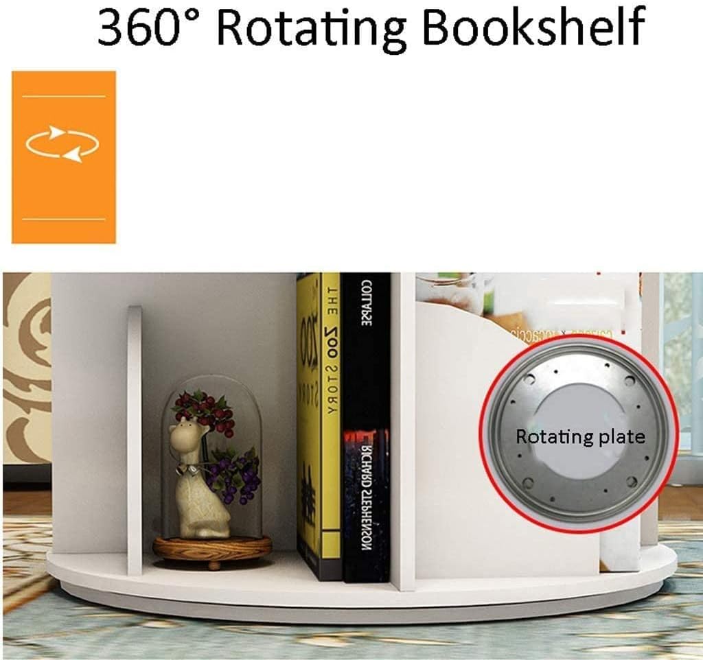 360° Rotating Bookshelf with Wheels Stackable Floor Standing Bookcase Book Organizer Storage Shelves Rack for Kids Room Multi-Layer Storage Rack