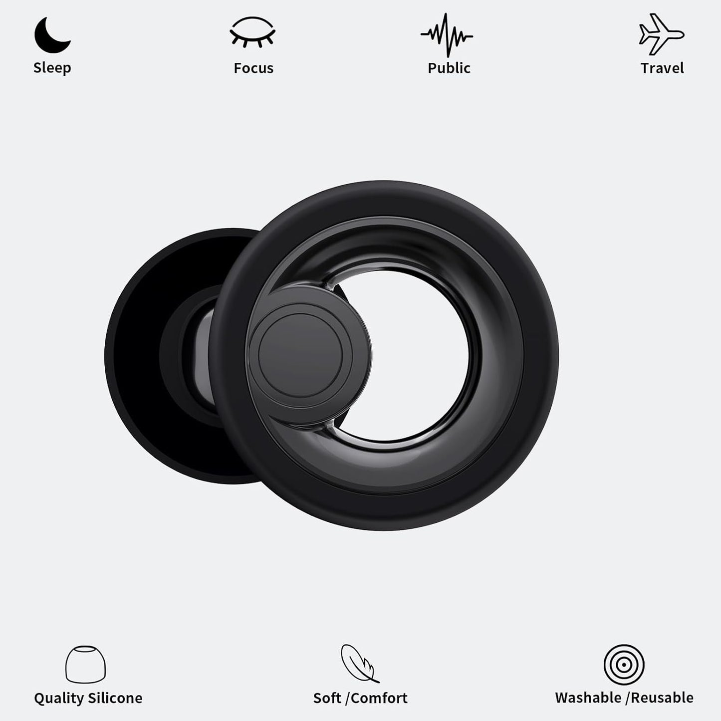 Ear Plugs for Noise Cancelling Ear Protection EarPlugs for Sleep,8 Pairs Ear Tips in XS, S, M, L -30dB Silicone Earplugs for Noise Reduction