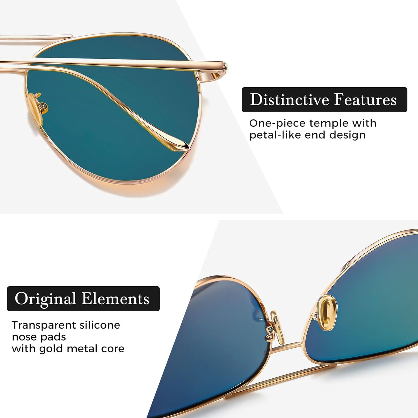 SUNGAIT Women's Lightweight Oversized Aviator Sunglasses - Classic Style Polarized Lens