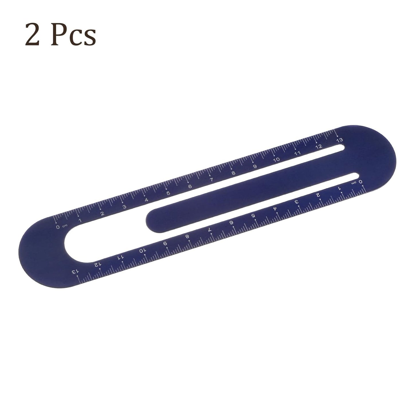 2pcs Metric Straight Ruler - [13cm] Aluminum Scales on Both Sides Metal Bookmark Clip Ruler Dark Blue for Measurement Drawing Engineer Office Classroom Use, 1mm Minimum Scale