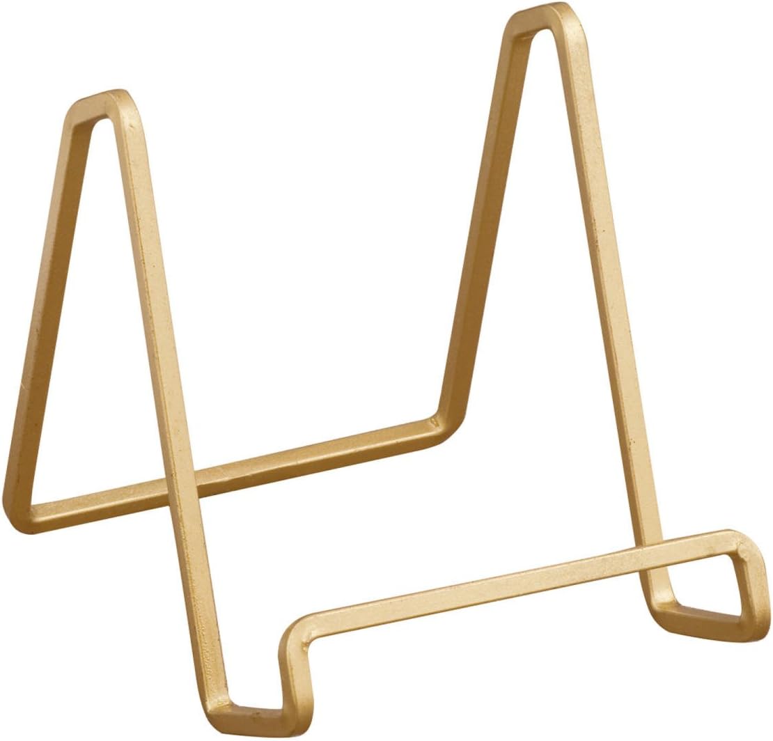TRIPAR Square Metal Wire Stand, Gold Finish (2 Pack, 6-Inch Depth) - Tabletop Display - Handcrafted Edge Design For Sleek & Modern Look - Perfect for Kitchen Cookbooks, Plates, Photos & More