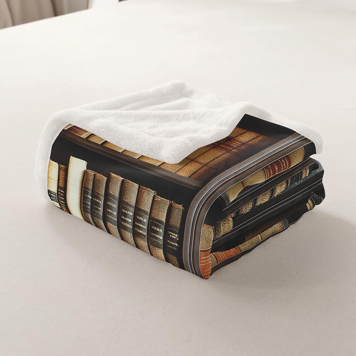 Erosebridal Vintage Bookshelves Sherpa Blanket Mystery Library Blanket, Book Lovers Gifts Throw Blanket for Chair Retro Library Fleece Blanket, Preppy Stuff Students Plush Blanket
