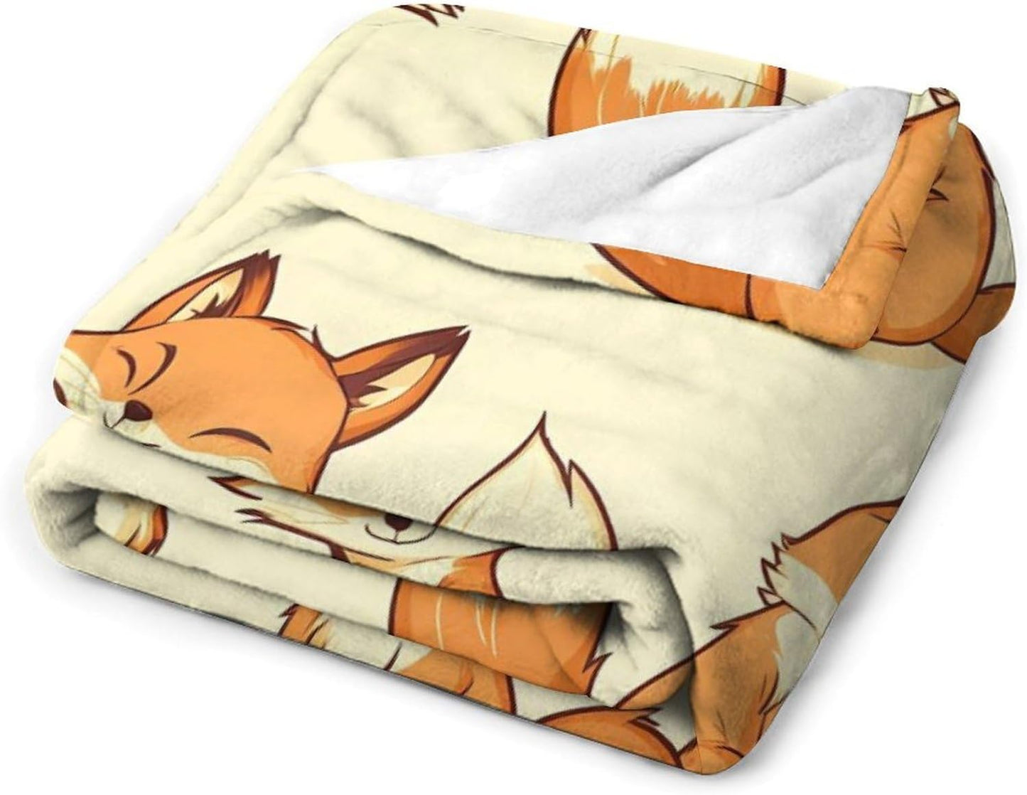 Foxes Print Throw Blanket for Couch Bed Plush Cozy Fuzzy Flannel Blanket for All Season 55"x70"