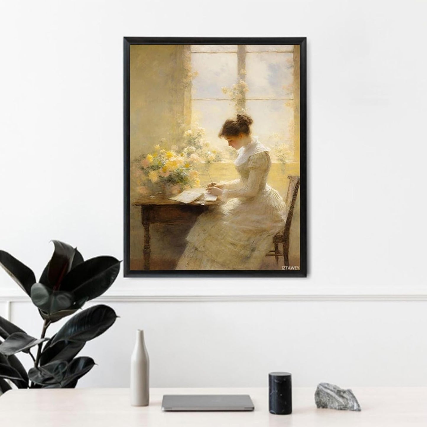 Canvas Painting Poster and Print Pictures Victorian Women Reading Art Vintage Living Room and Bedroom Home Decoration 12x16inch No Frame