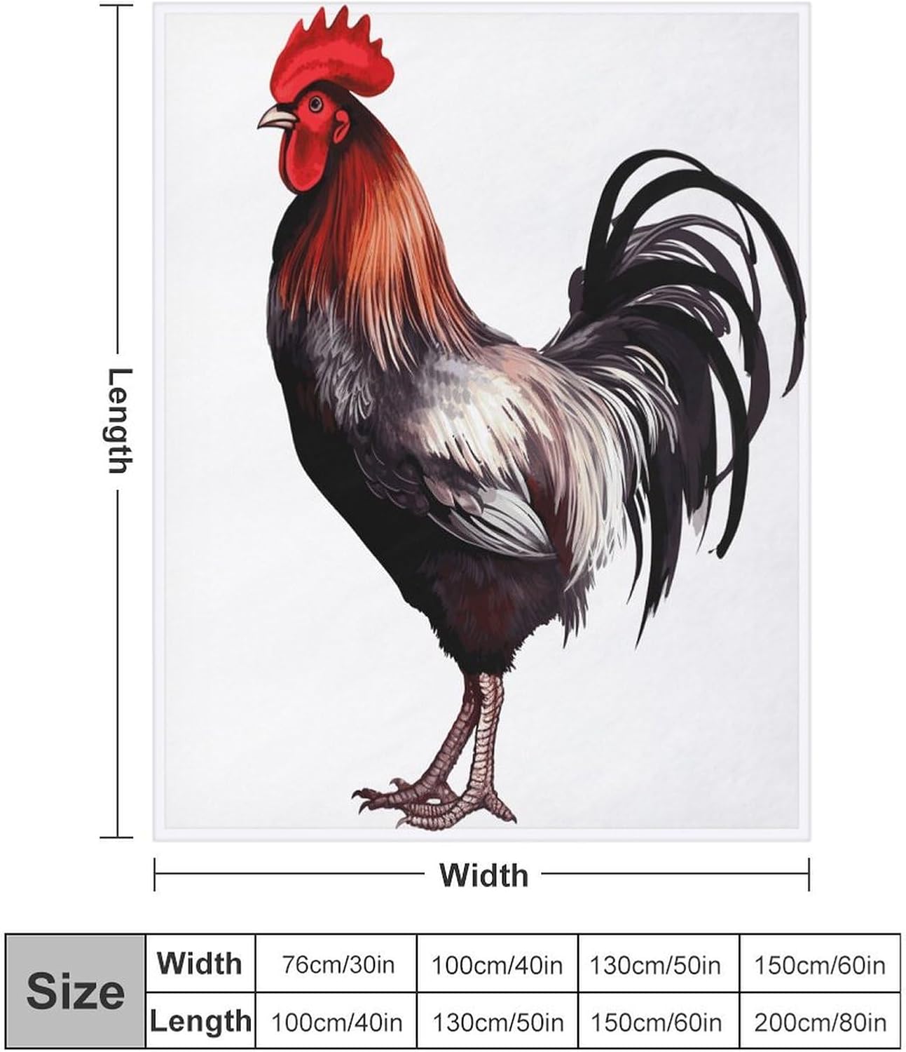 Rooster Blanket Super Soft Lightweight Throw Blanket Cute Cozy Warm Bed Blanket Decorative Fuzzy Blanket All-Season Home Decor Gift for Sofa Couch Living Room 60"*80"（150 * 200cm）