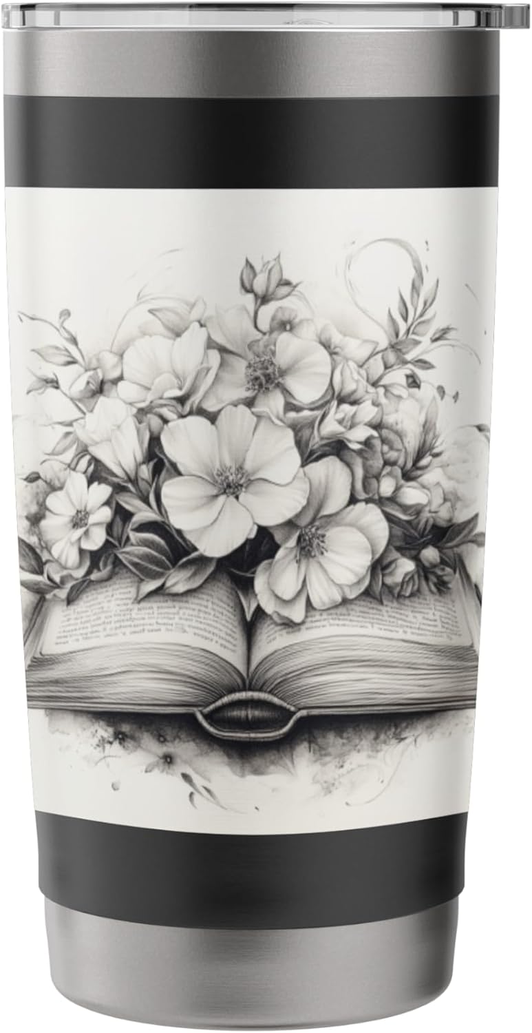 Book Reading Flower Lover Bookworm Tropical Garden Stainless Steel Insulated Tumbler