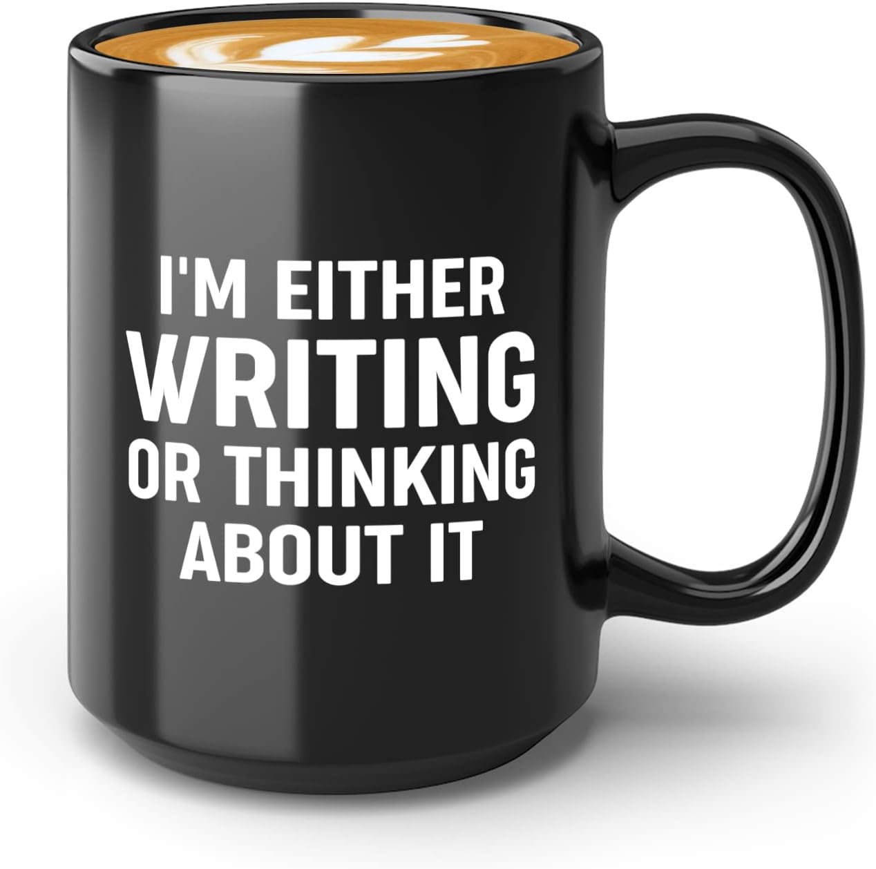 Journalist Coffee Mug 15oz Black -Writing or Thinking - Reading Lover Book Club Gift Author Appreciation Writer Journalism Novelist Scriptwriter