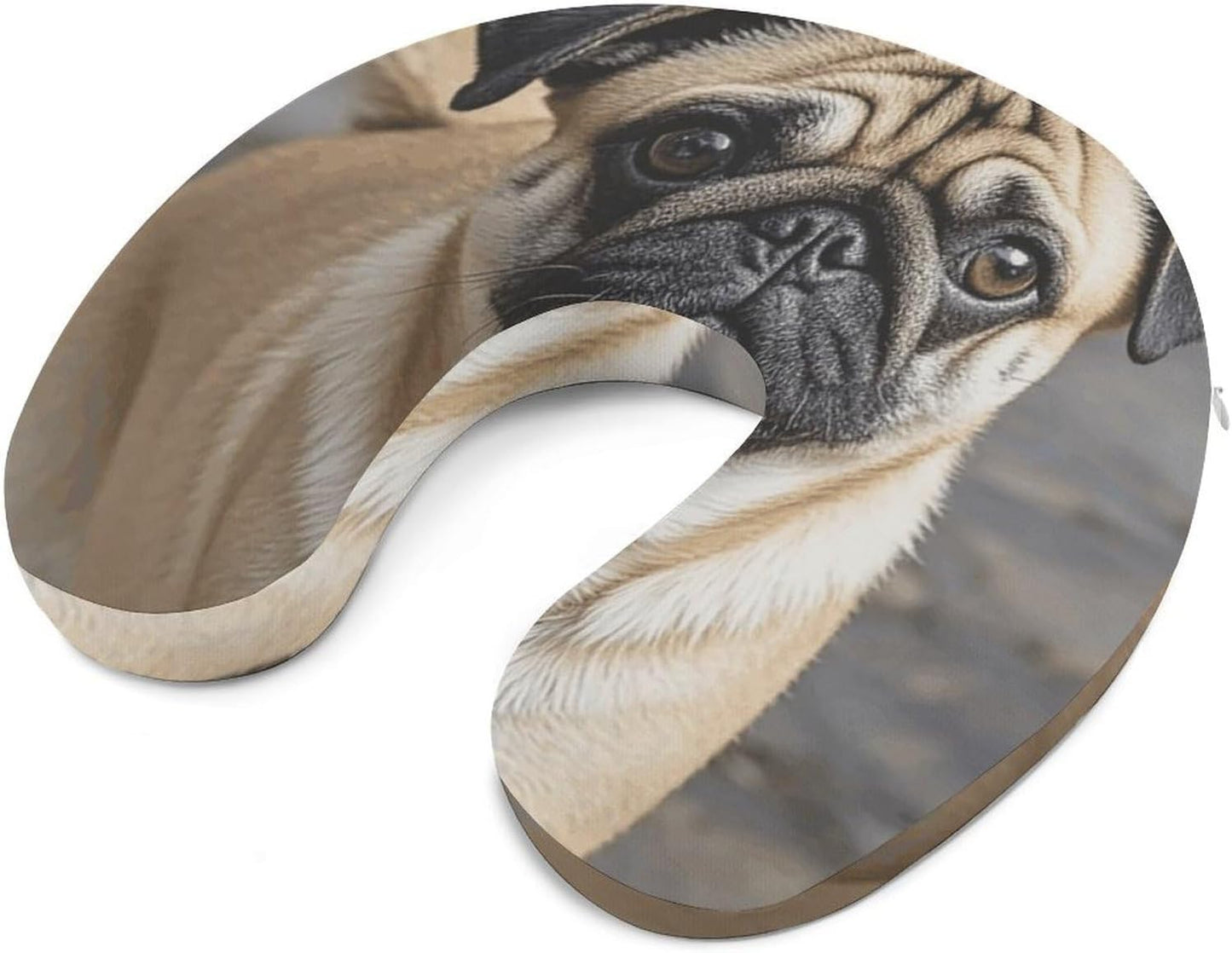 Pug Dog Neck Pillow Memory Foam U Shaped Pillows Portable Pillows for Shoulder Travel Head Support Pillow with Concealed Zipper for Airplane Car Home Office