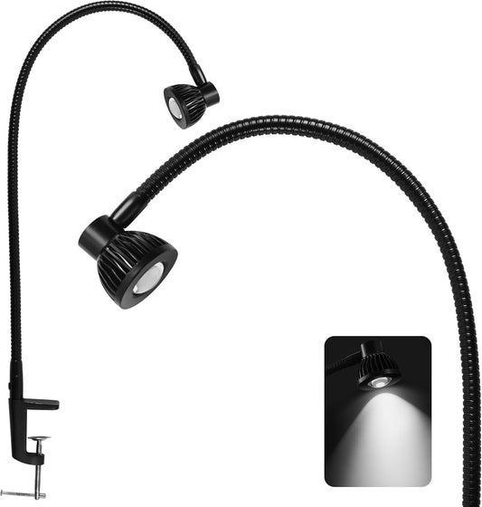 Hersi 5w 30‘’Long Swing Arm 110v/220v Desk Lamp Metal Architect LED Task Light with Clamp, Adjustable Folding Twin-Arm Clip-on Table Lamp,Black