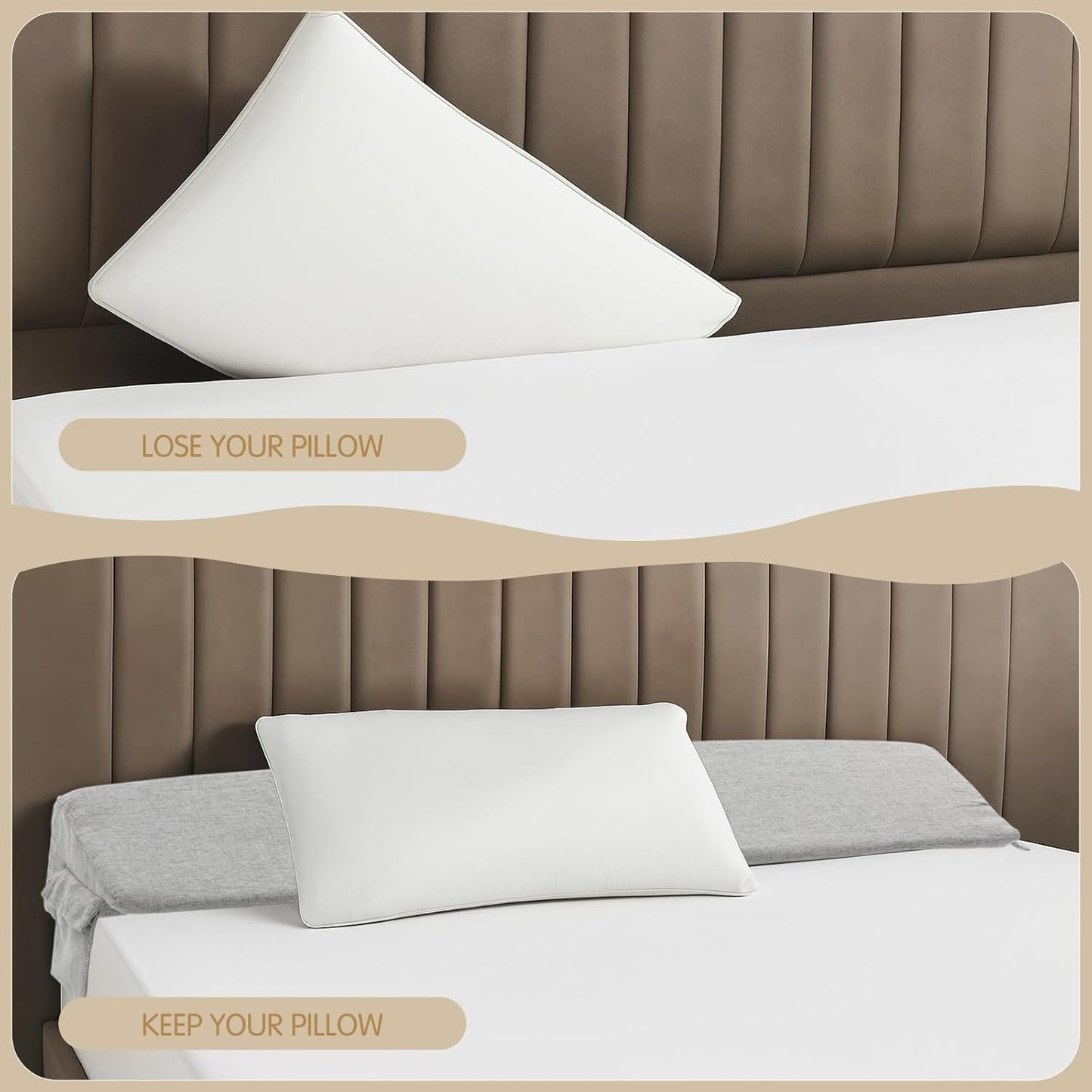 Novabright 72"x 8"x 5" Bed Wedge Pillow Gap Filler for Headboard Gap Filler Bed Wedge Pillow with Side Pocket Gaps Mattress Wedges Gaps Fillers to Stop Items Falling Down, Removable and Washable