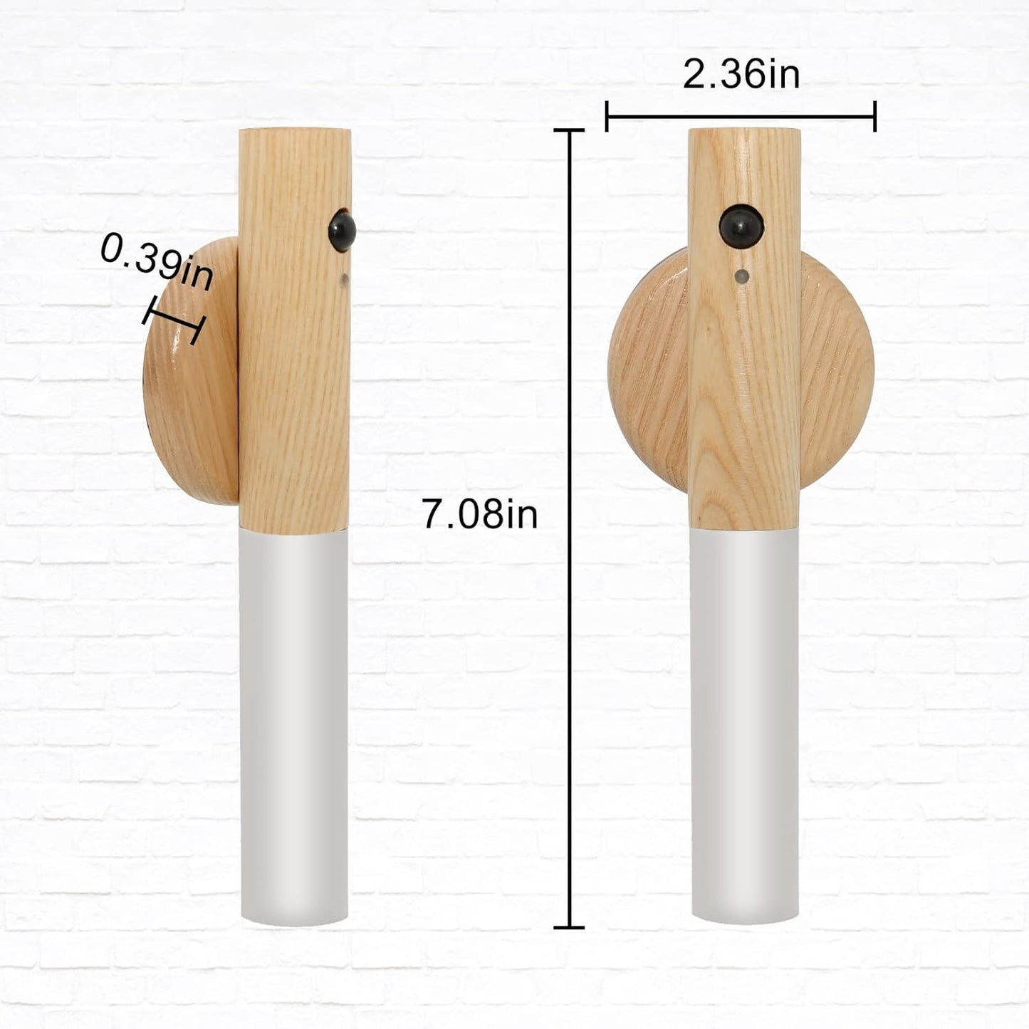 Motion Sensor Wall Sconces, Smart Portable Sensor Night Light Wood USB Rechargeable Magnetic Night Light (White Ash Wood 2PCS)