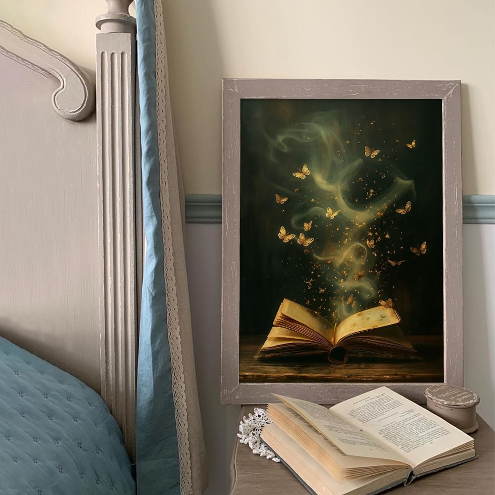 Heltrappe Moody Victorian Bookish Wall Art Print Dark Academia Aesthetic Decor poster Library Book reading Nook room wall decor vintage book wall art 08x10in Unframed
