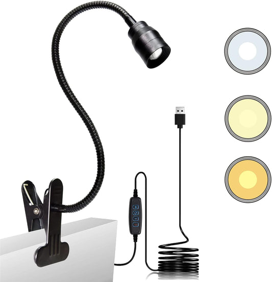 Zoomable LED Reading Lights for Bed Headboard, Clip on Spotlight Lamp for Desk, Dorm Bed, Dimmable USB Clamp Book Light with Flexible Gooseneck, Adjustable Beam Angle 15°-80°