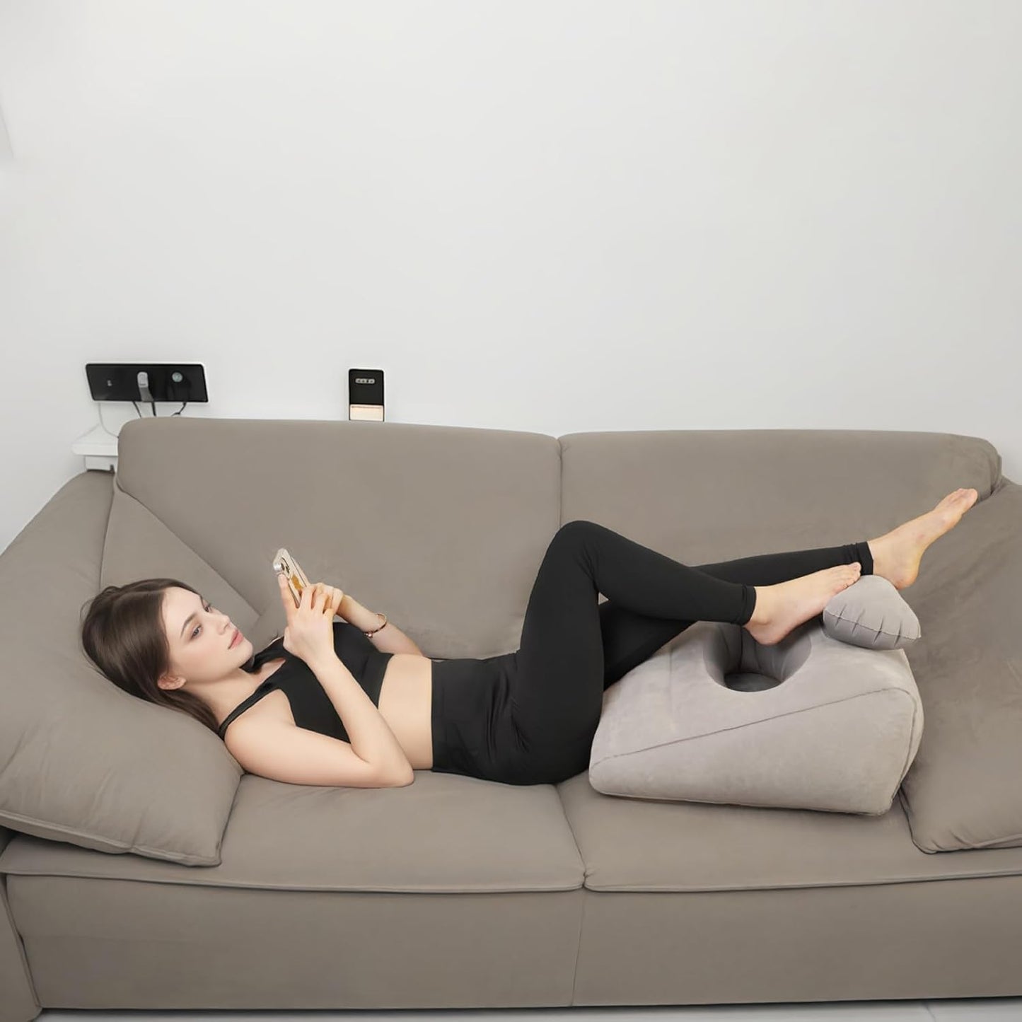 Wedge Pillow for Sleeping, Inflatable Leg Elevation Pillow for Swelling, Circulation, Leg & Back Pain Relief, Leg Pillow for After Aurgery, Hip,Foot,Ankle, Injury, Recover