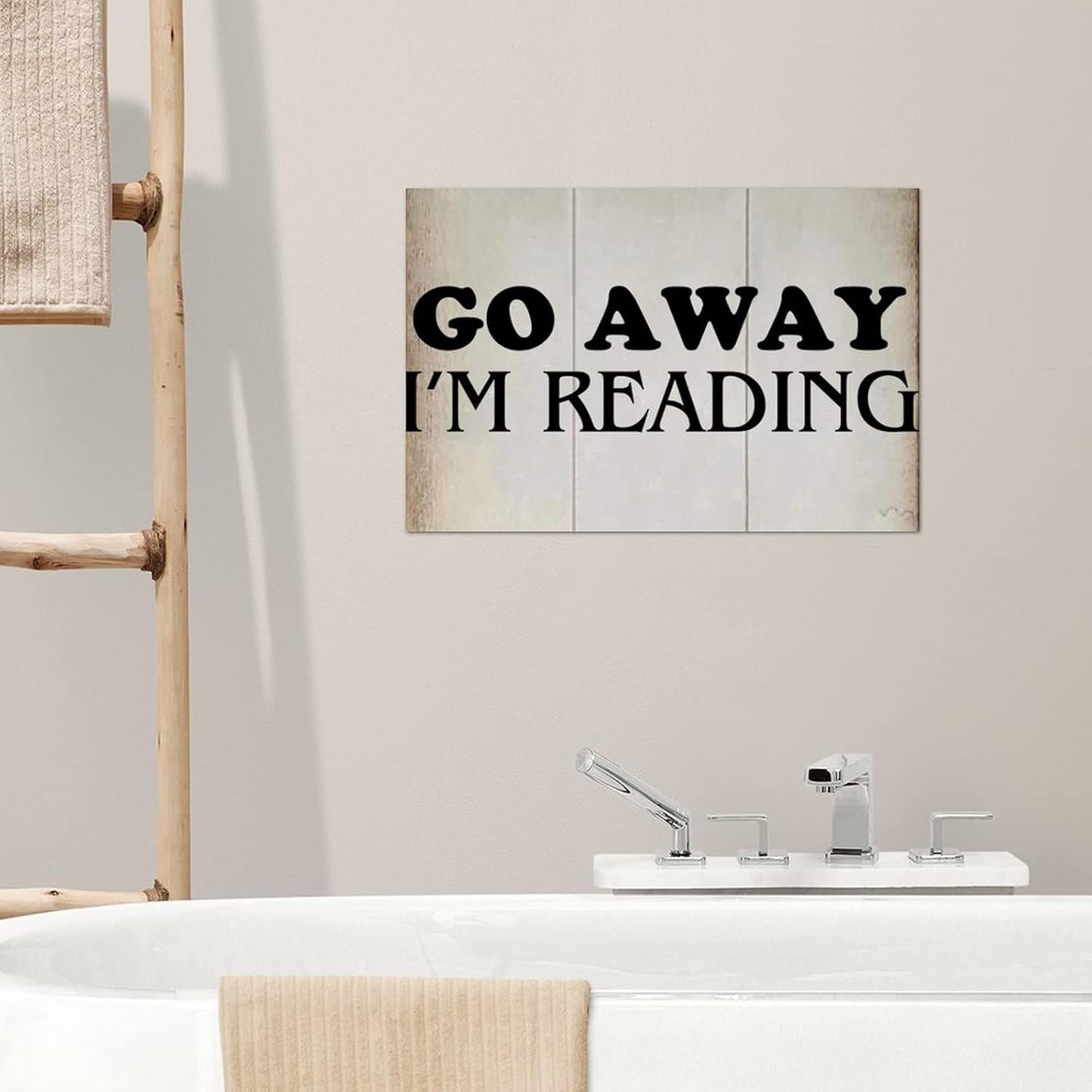 LITTLEGROVE SEEDS Wooden Pallet Sign Go Away I'm Reading Wood Signs with Inspirational Quotes 12x8in Farmhouse Wooden Signs Family Wall Art Decor Wall Hanger for Bedroom Living Room Housewarming Gift