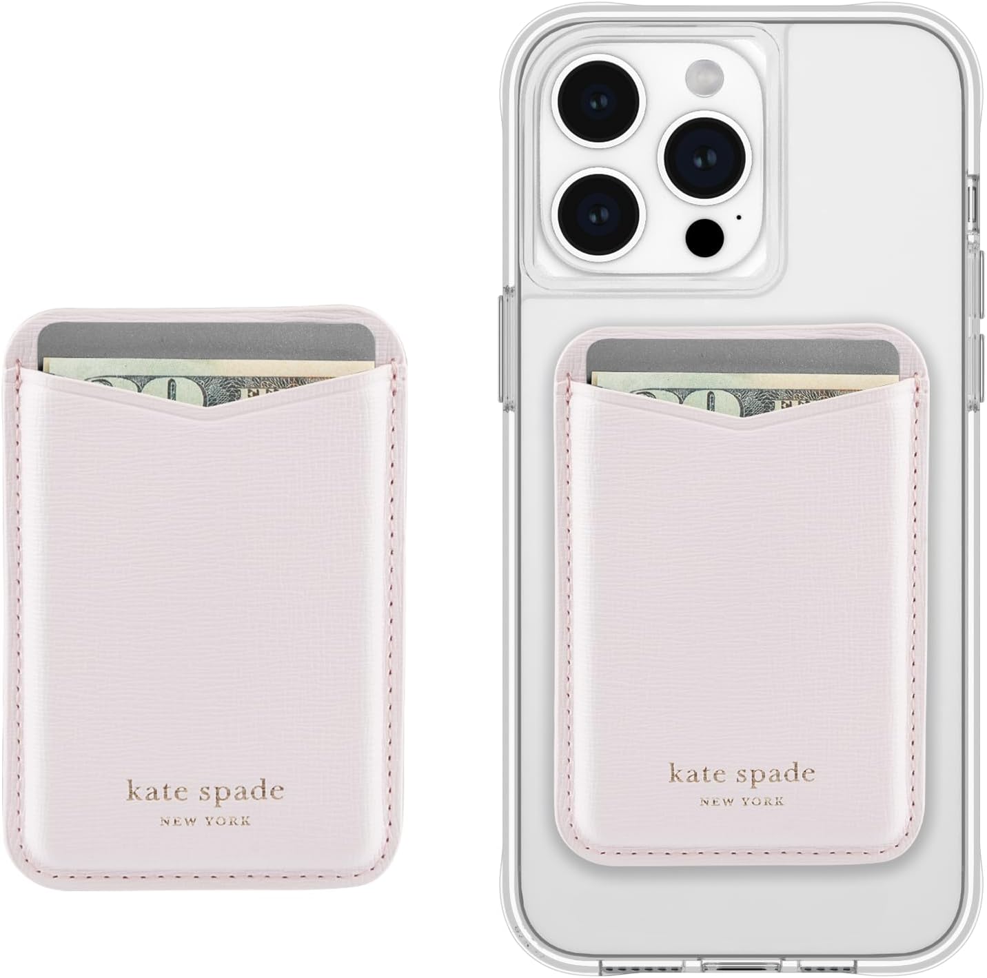 kate spade new york Magnetic Wallet/Card Holder - Compatible with MagSafe Phones and Cases - Pale Dogwood