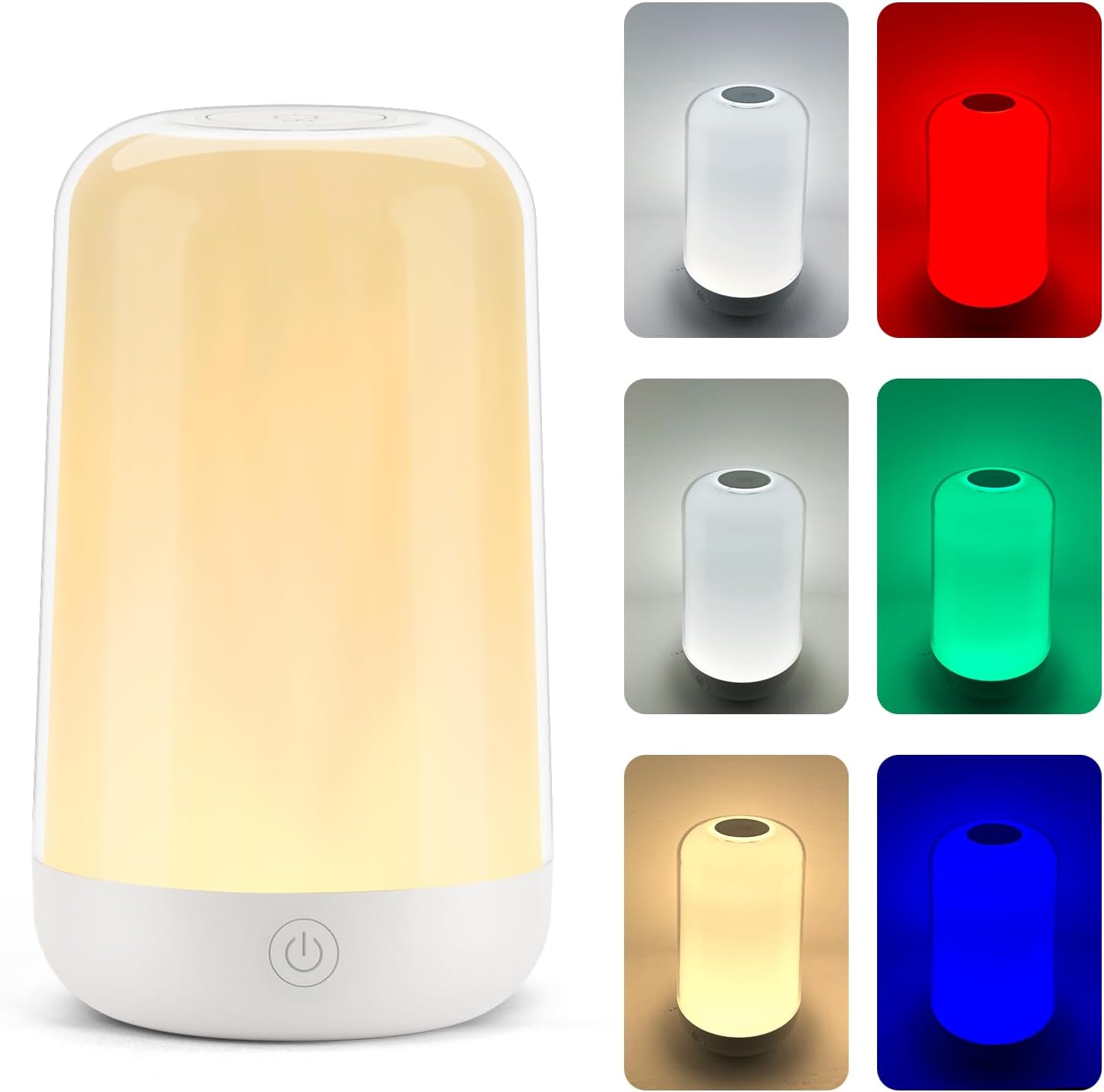 FRIDEKO HOME RGB Touch Bedside Lamp for Nightstand, 3 Color Temperatures Rechargeable Battery Night Light, Dimmable Mood Lighting for Bedroom Living Room Nursery, Breastfeeding, Kids, Adult