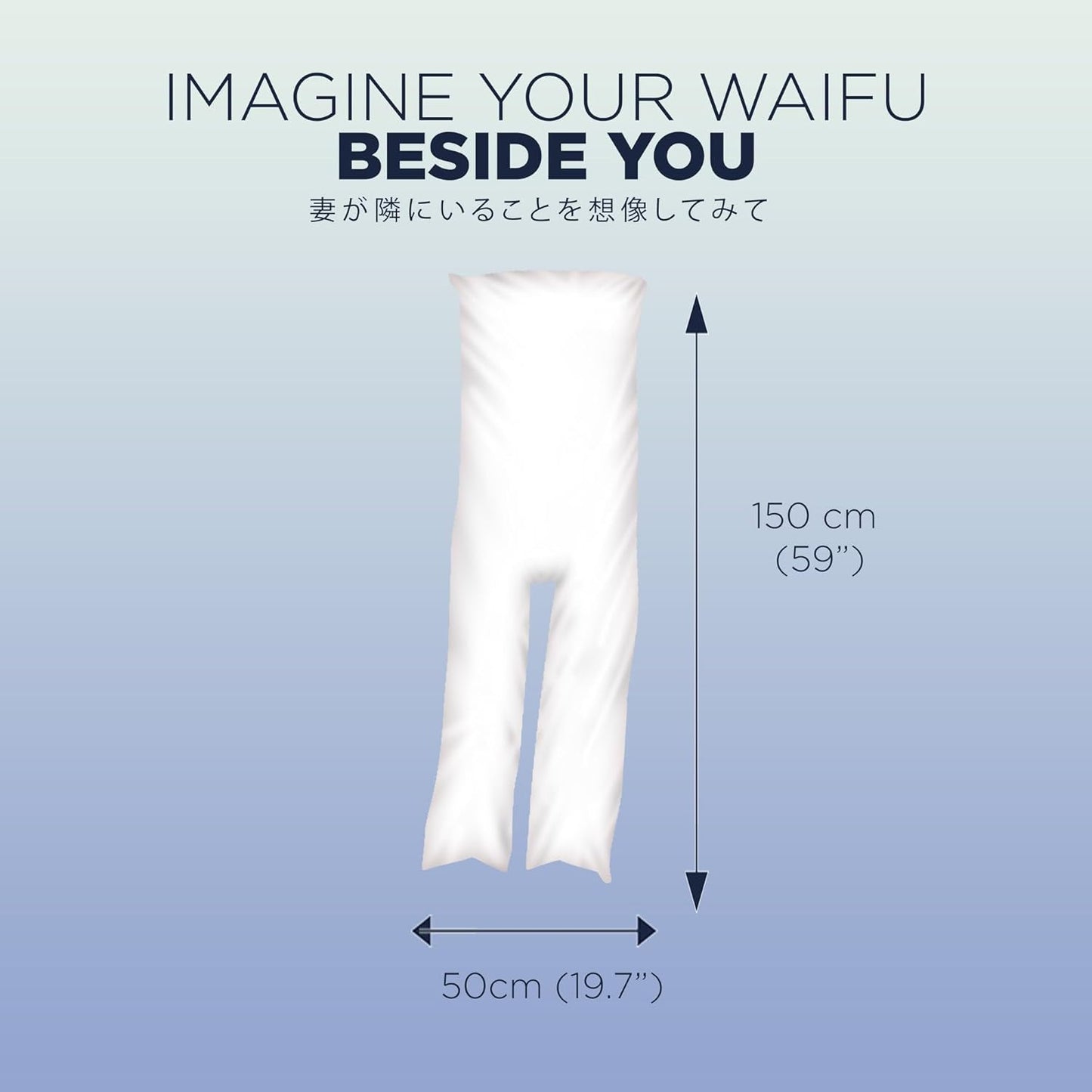 2-Legs Full Body Pillow for Adults, Soft Fluffy Long Bed Pillow for Sleeping & Hugging, Anime Japanese Style Hug Pillow, Plush Comfortable Polyester Filled, 59 x 20 Inch (150 x 50cm), White