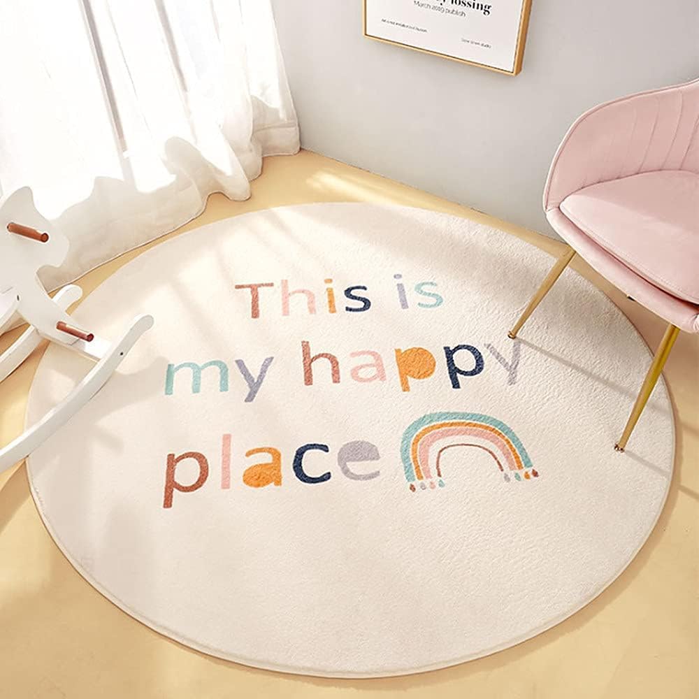 LIULA Round Kids Playroom Rug - Soft Alphabet Nursery Rug for Bedroom - Playtime Collection, Learning & Game Carpet for Classroom, Best Shower Gift for Infant Toddlers (Round 31.5", Rainbow's Home)