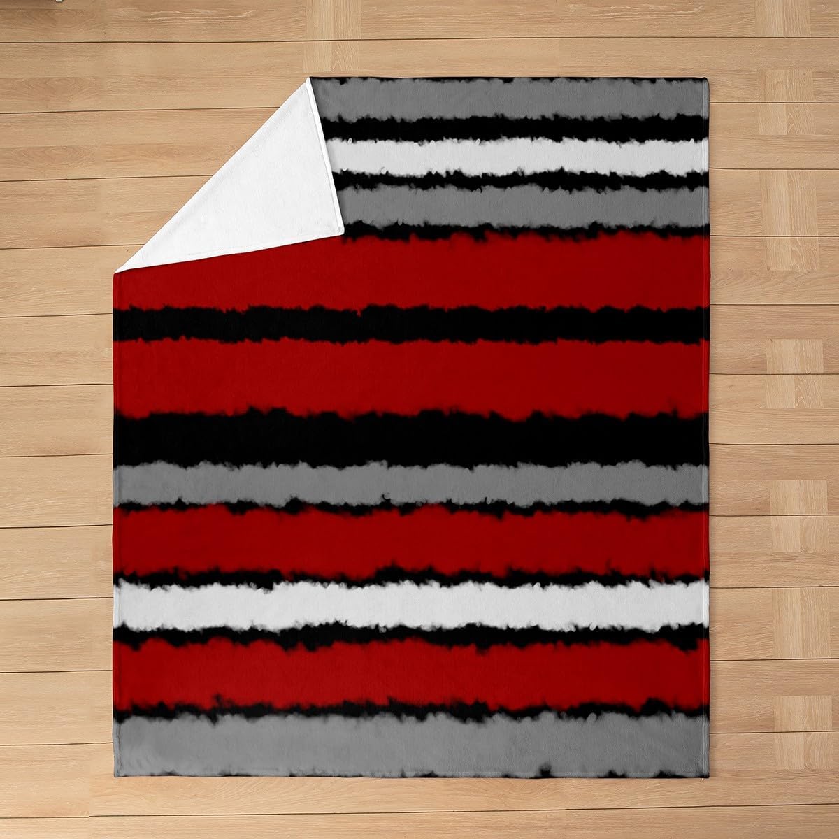 Feelyou Red Black Grey Blanket Twin 60"x80" Stripes Plush Throw Blanket, for Sofa Couch Kids Girls Decor Geometric Flannel Fleece Blanket Microfiber Modern Striped Bedroom