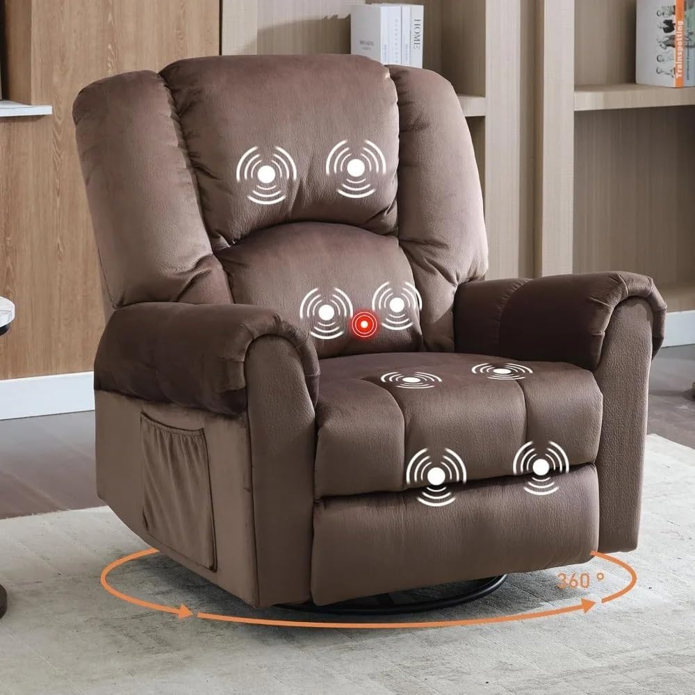 Oversized Modern Fabric Electric Power Lift Chair, Ergonomic Leisure Chair Classic Single Sofa, 360° Swivel Rocker Recliners with Massage and Heat