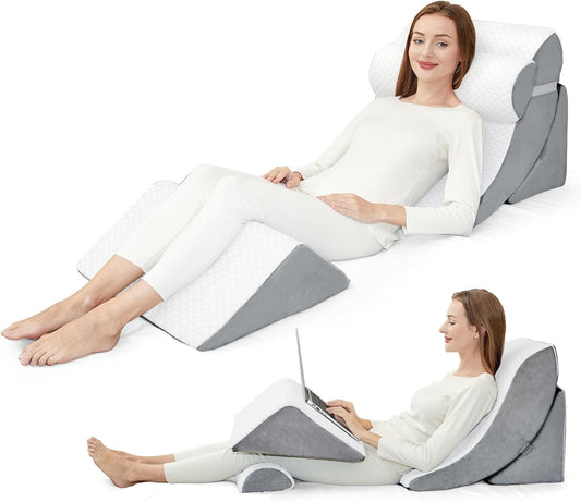 4pcs Wedge Pillow Set for After Surgery,Wedge Pillows for Back Pain Relief and Leg Pain,Wedge Pillow for Legs Swelling,Back Support, Post Surgery Recovery