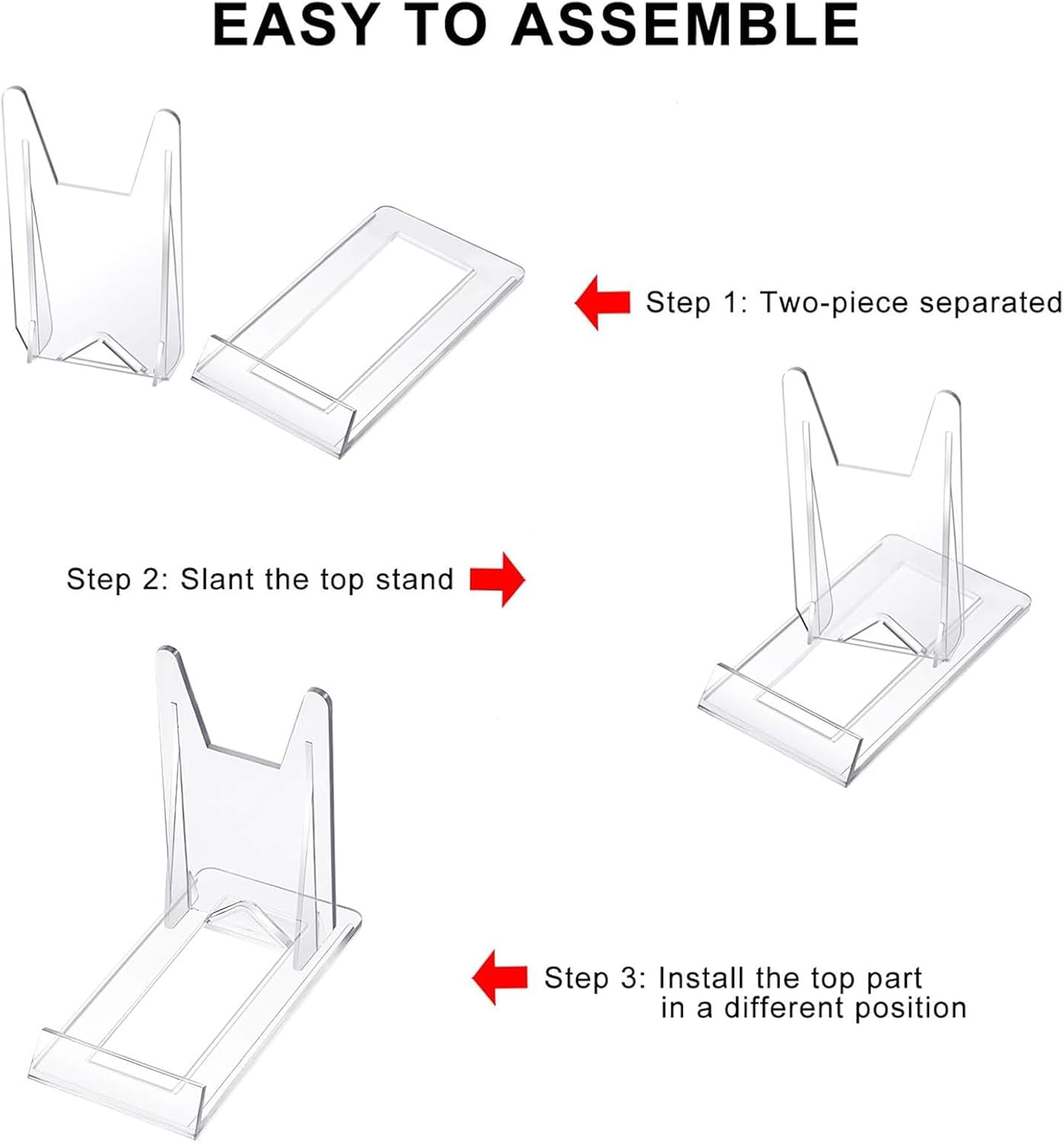 Zonon 10 Pcs Acrylic Adjustable Plate Stands For Display Plastic Stand Holders Picture Plate Holders Clear Mini Easels Stands to Display Pictures for Home Office Supplies Festival Party Decoration