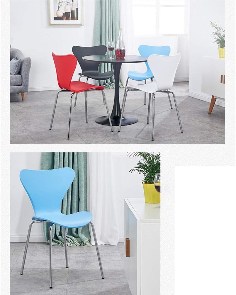 RXBFD Comfortable Chair Mid-Century Modern PP Plastic Dining Chair with Metal Legs, Ergonomically Designed Comfort Curve, for Living Room/Cafe/Lounge/Study Room/Dining Room/Pub Leisure Chair