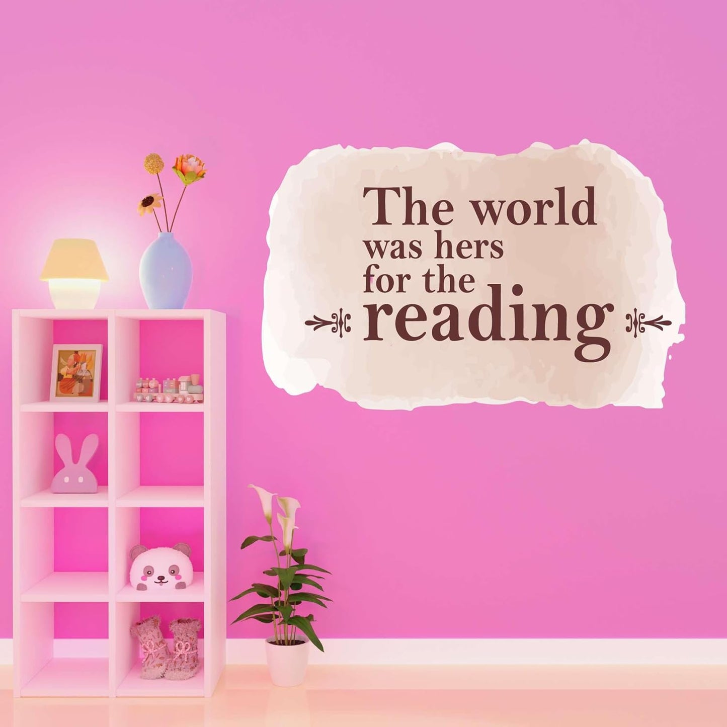 Children World was Hers for The Reading Adorable Quote Wall Decal Decoration Books Quote Book Lovers Bookish Quotes Readers Lasts Years and Easily Removable - Size: 30 in(W) x 18 in(H)