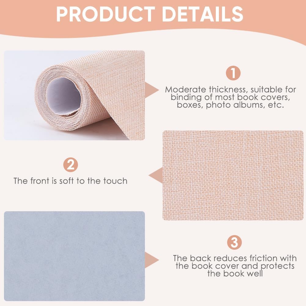 CRASPIRE 51 x 11.8 Linen Book Cloth Nude Pink for Book Binding A4-A8 Fabric Surface Paper Backed Bookcover Album Scrapbooking Archival DIY Covering Protector Bookcloth Bookbinding Supplies