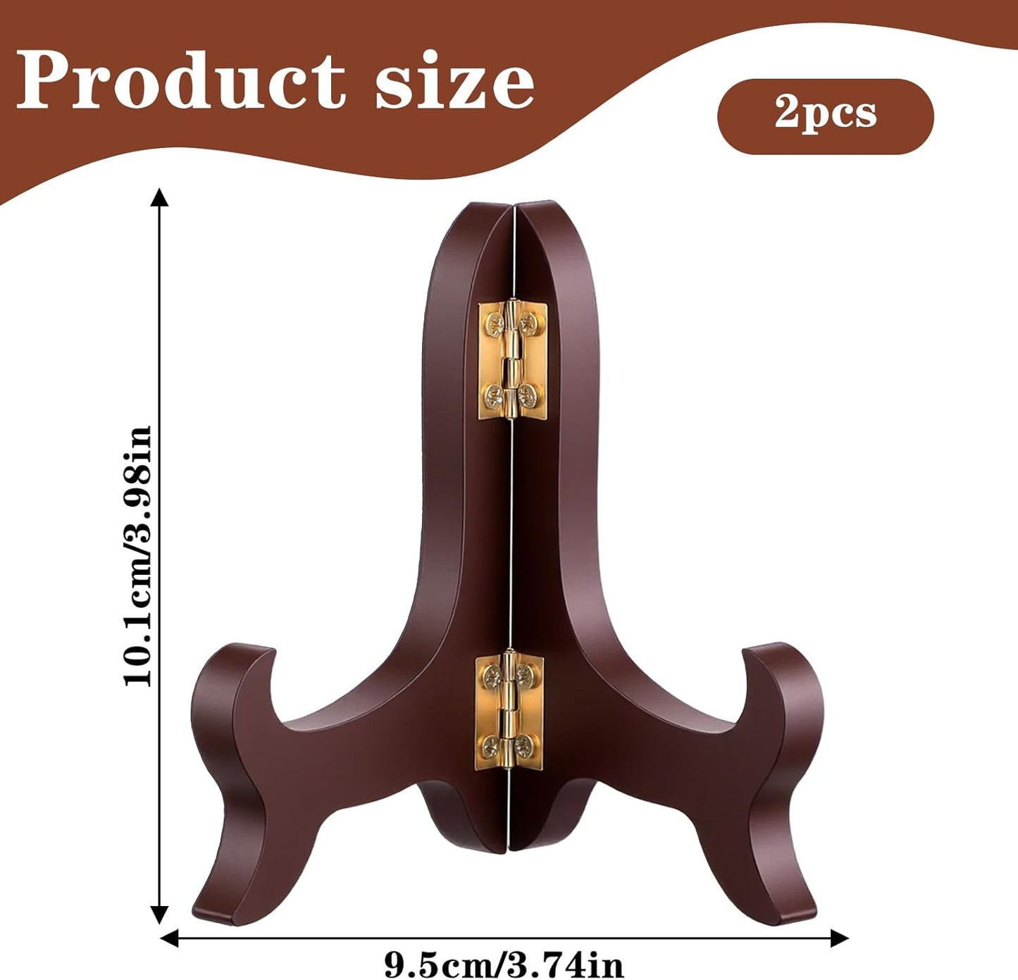 2 PCS Plate Stands for Display, 4" Wooden Plate Holder Foldable Picture Frame Stand Decorative Small Plate Stand for Display Picture Frame Book Dish Artwork Easels