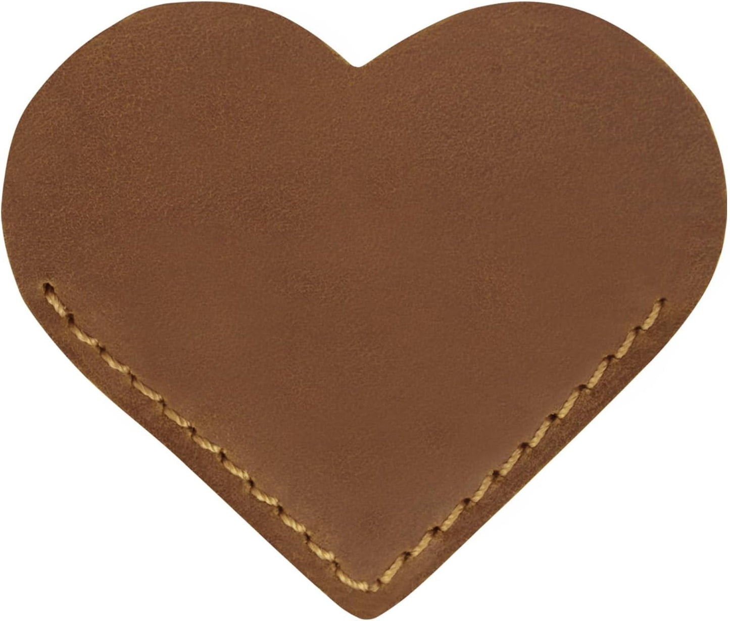 Ringsun Genuine Leather Heart Bookmark, Handmade Stitched Corner Page Bookmarks for Women Men, Colorful Book Accessories Gifts for Book Lovers Students Writers Readers Teens Adults, Brown