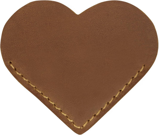 Ringsun Genuine Leather Heart Bookmark, Handmade Stitched Corner Page Bookmarks for Women Men, Colorful Book Accessories Gifts for Book Lovers Students Writers Readers Teens Adults, Brown