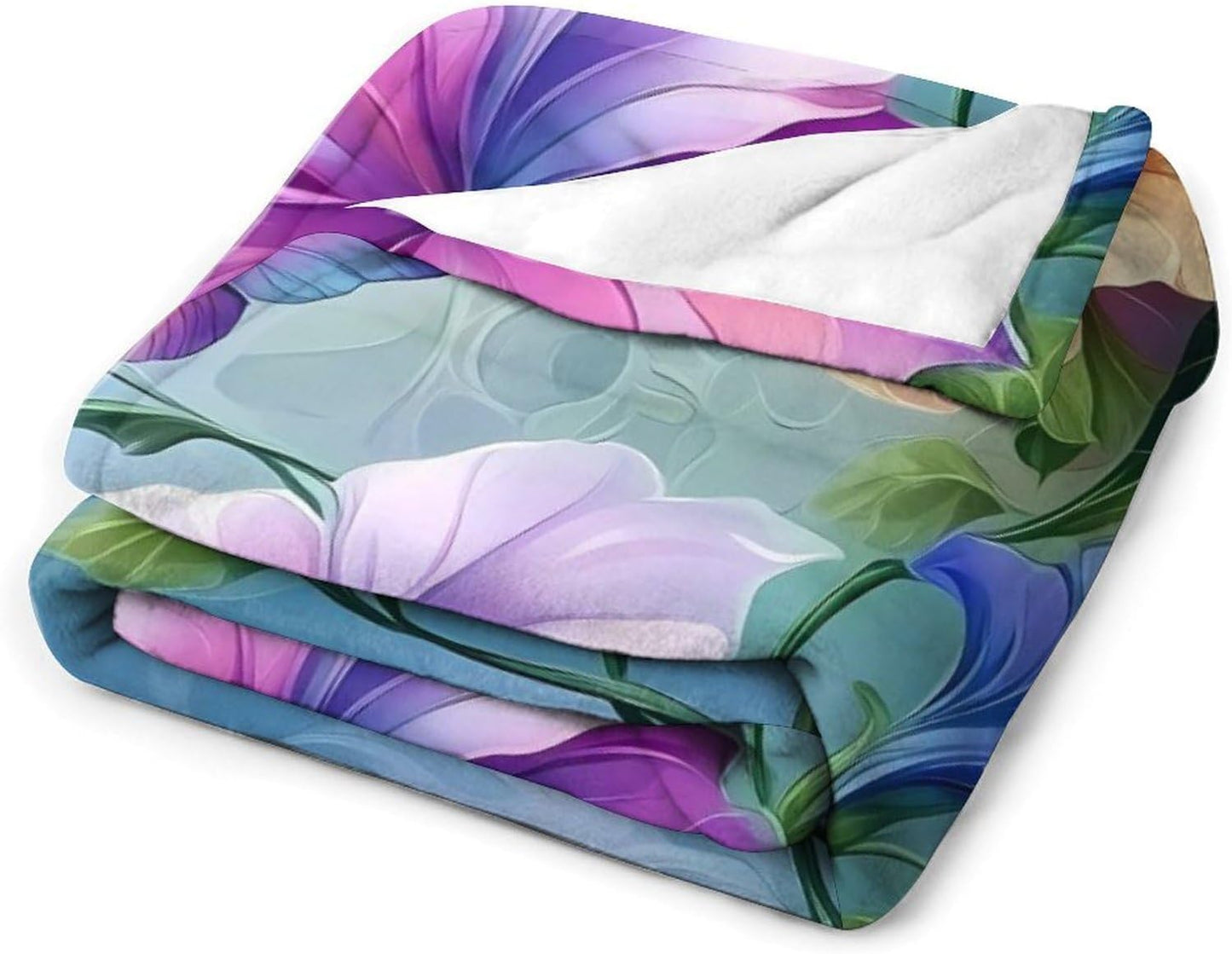 Dragonfly Cup Shaped Romantic Flowers Throw Blanket for Couch Bed Plush Cozy Fuzzy Flannel Blanket for All Season 55"x70"