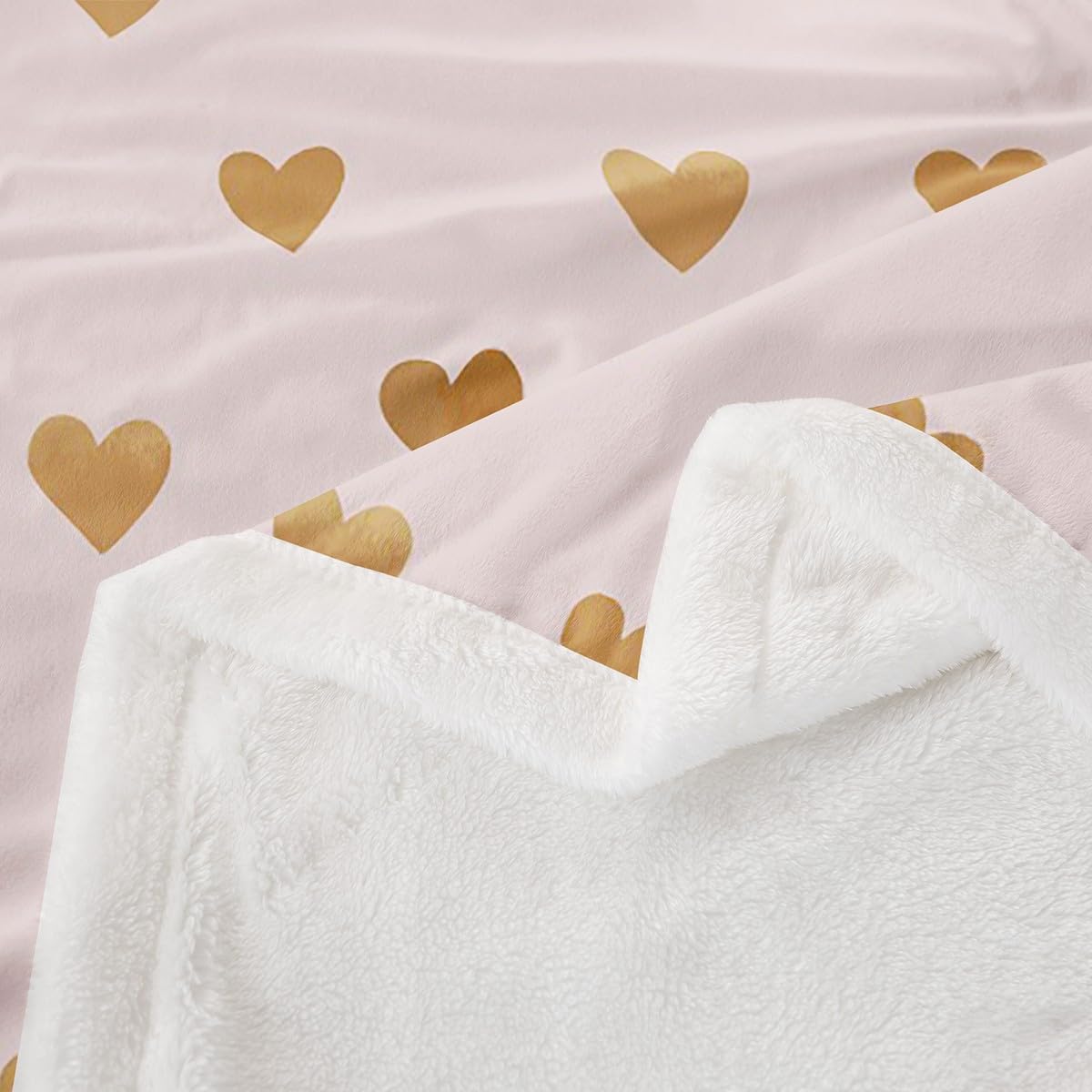 Erosebridal Twin 60"X80" Pink Sherpa Blanket for Girls,Cute Heart Fleece Blanket for Kids Boys Teens Aesthetic Light Pink Bed Couch Fuzzy Plush Throw Pink Preppy Throw Blankets