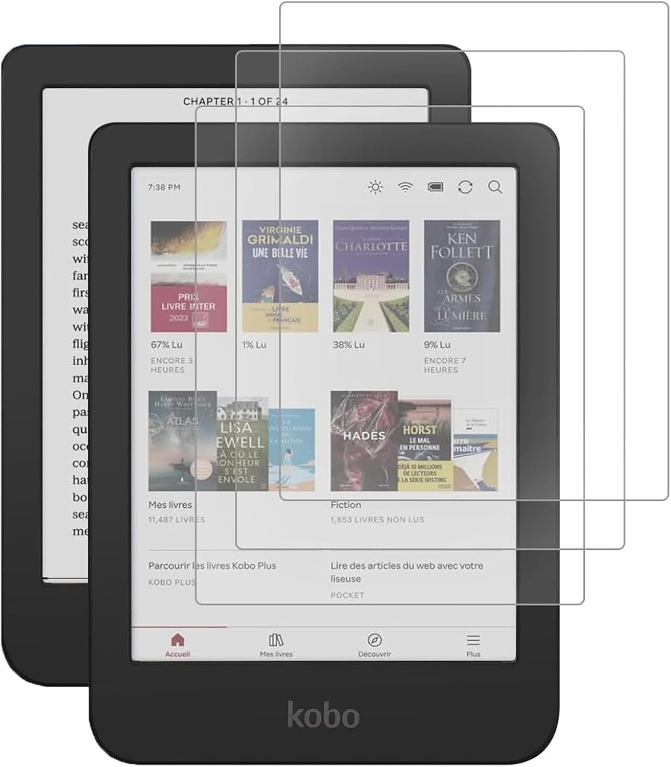 Caweet Screen Protector for 6" Kobo Clara Colour | BW | 2E, Anti-Glare Premium PET Full-Coverage Matte Protective Film, 3 Pack