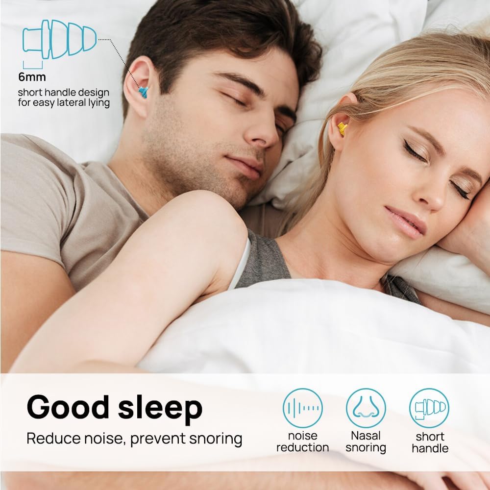Ear Plugs for Sleeping Noise Cancelling, 10 Pairs Reusable Earplugs for Sleeping, Concert, Snoring, Travel, Work, 10 Colors, 33dB SNR